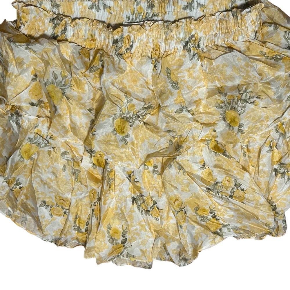 LoveShackFancy Lemon Daydream Silk Ruffle Mini Skirt Size Medium - Picture 4 of 9